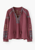 Embroidered blouse, Deep rosewood, webstill