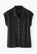 Sleeveless collared top, Black, webstill