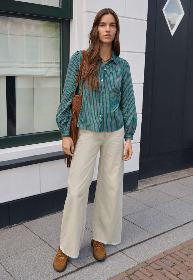 Striped blouse, Teal, completeTheLook