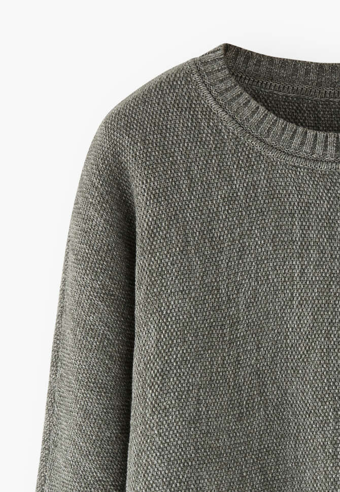 Moss-stitch sweater, Grey forest, completeTheLook
