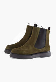 Flat ankle boots, Khaki, webstill