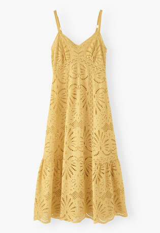 Broderie anglaise dress, Warm yellow, webstill