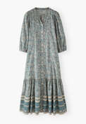 Boho border-placement dress, Blue stone, webstill