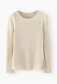 Mesh-stitch sweater, Ecru, webstill