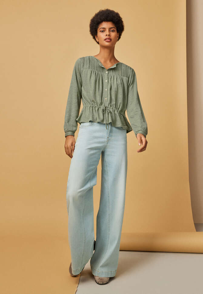 Full length wide-leg jeans, Light wash, completeTheLook