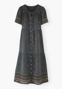 Embroidered dress, Petrol black, webstill
