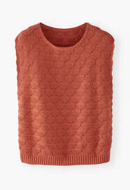 Stitch-detail sleeveless sweater, Spicy red, webstill
