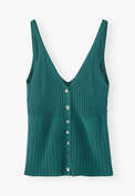 Knitted-rib vest, Teal, webstill