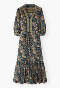 Printed dress, Midnight orange, webstill