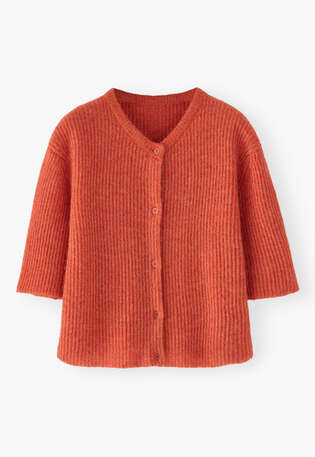 Short-sleeved cardigan, Coral, webstill