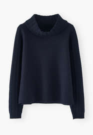 Stitch-detail sweater, Midnight, webstill