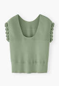 Crochet-trim vest, Pale sage, webstill