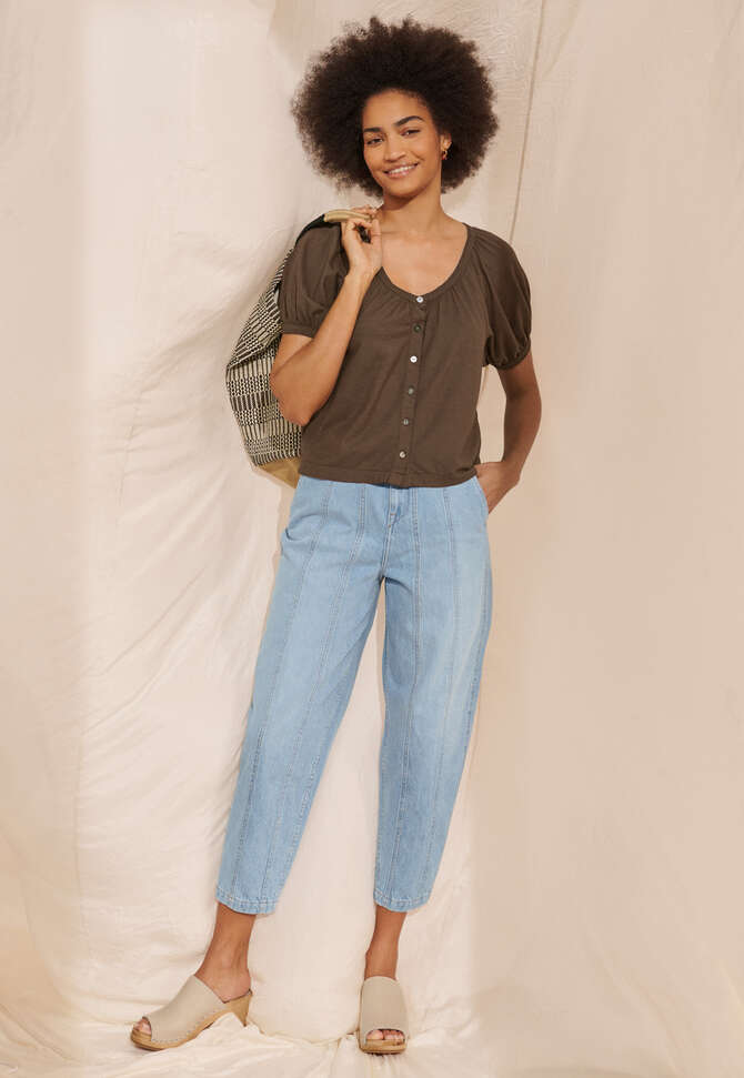 Button-through top, Chocolate brown, completeTheLook