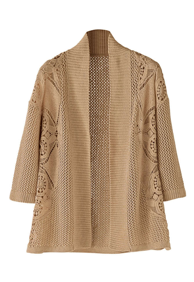 Lace-detail cardi, Sand, completeTheLook