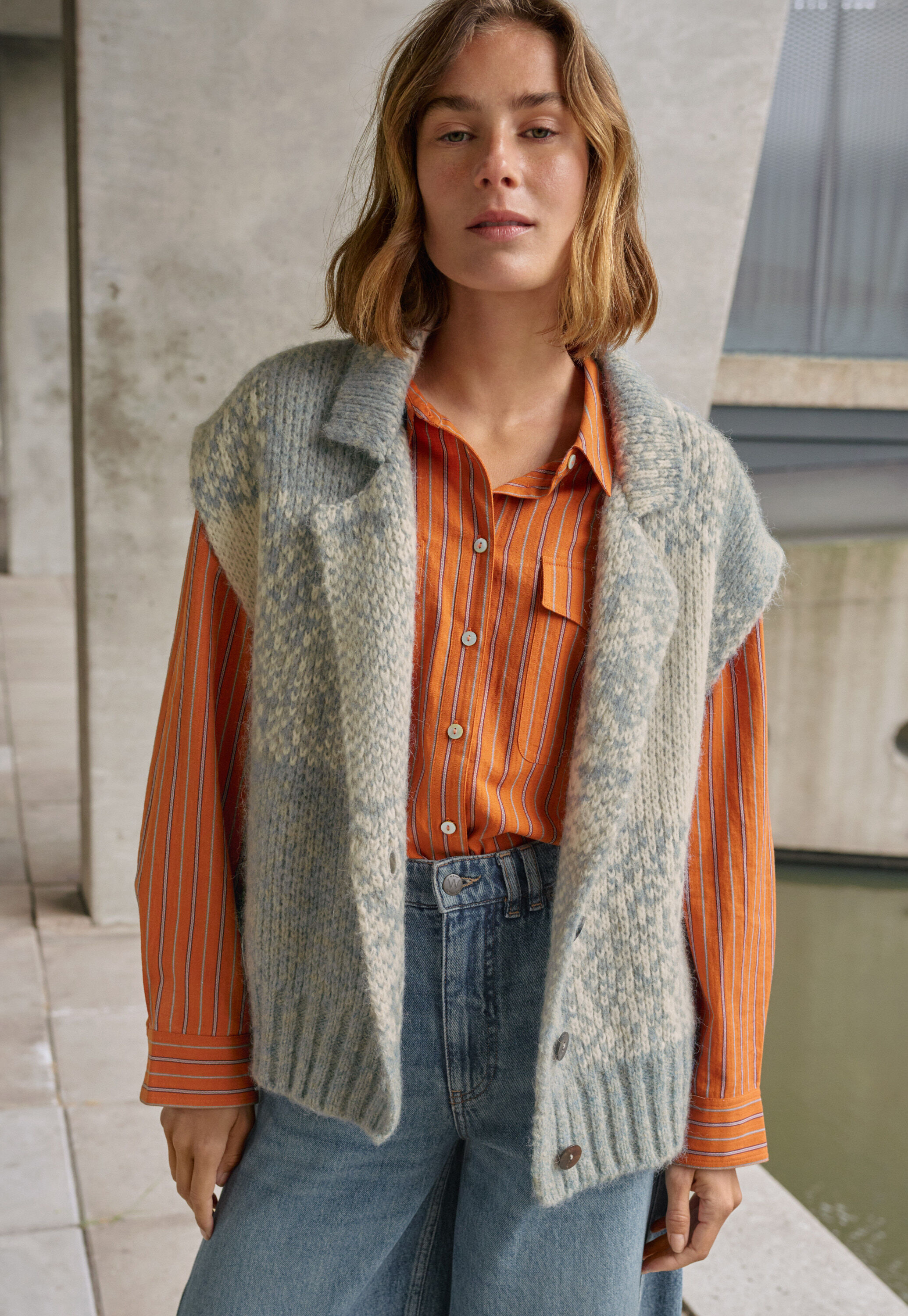 Reverse-striped sweater