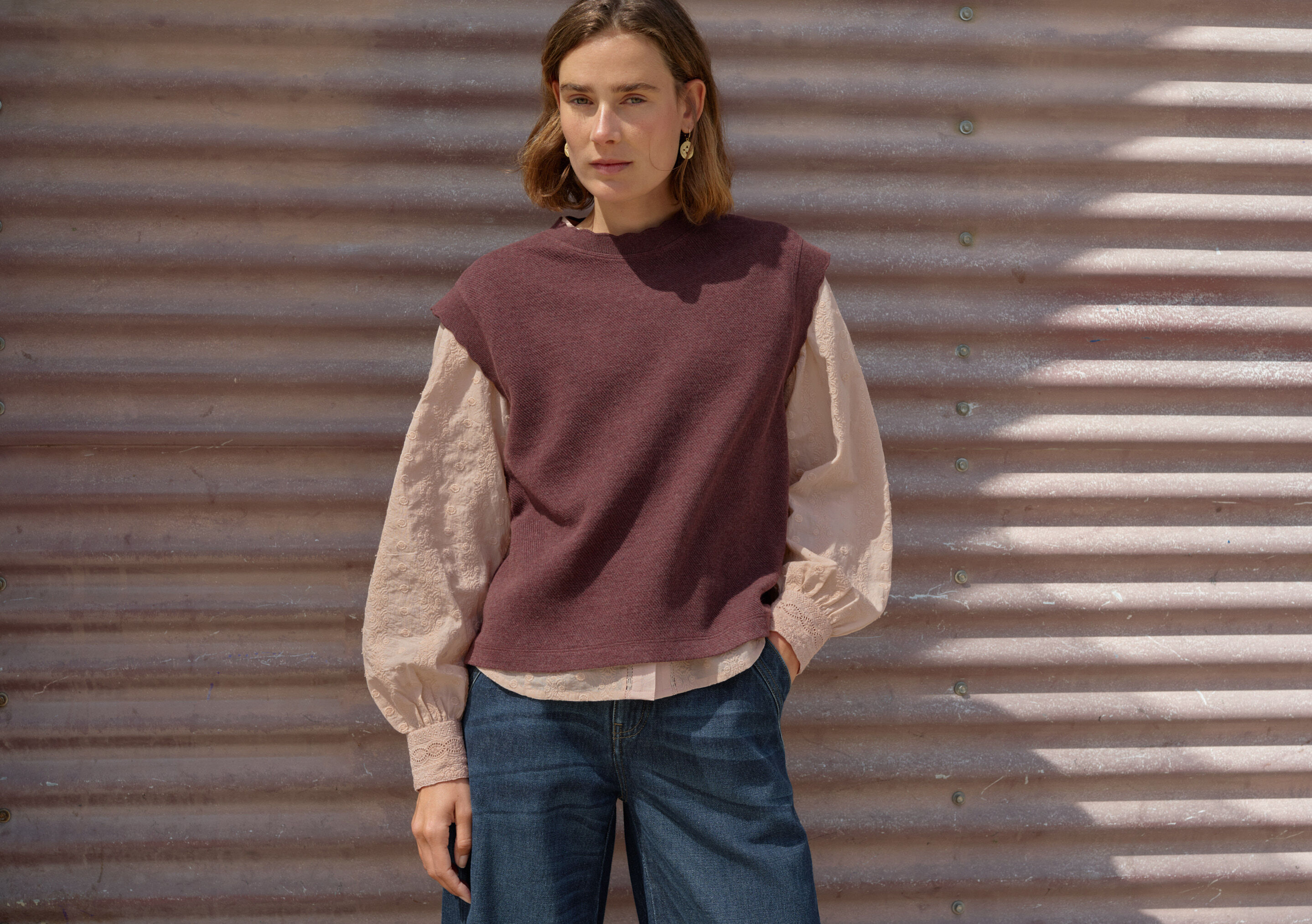 Reverse-striped sweater
