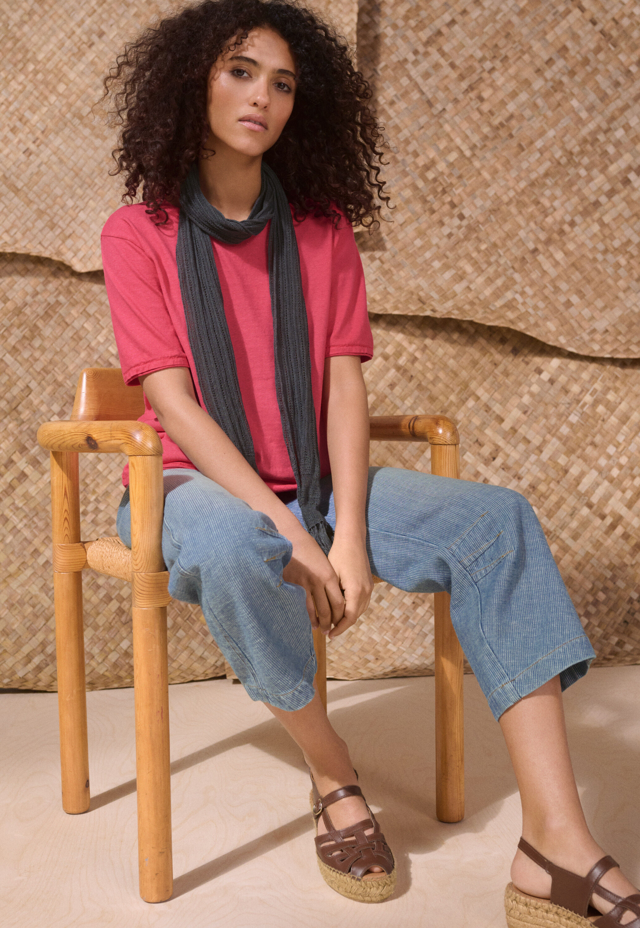 Barrel-leg striped trousers