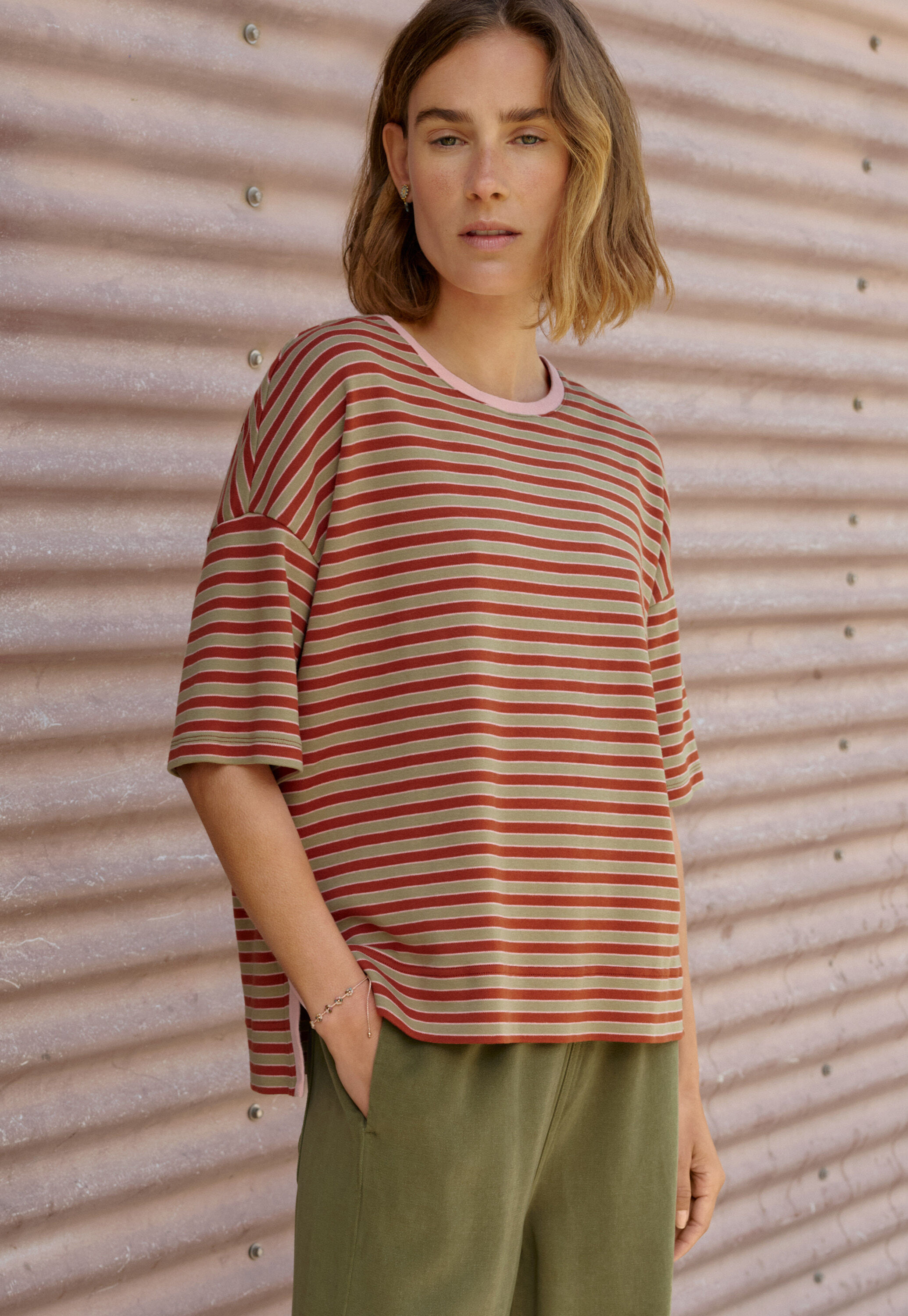 Reverse-striped sweater