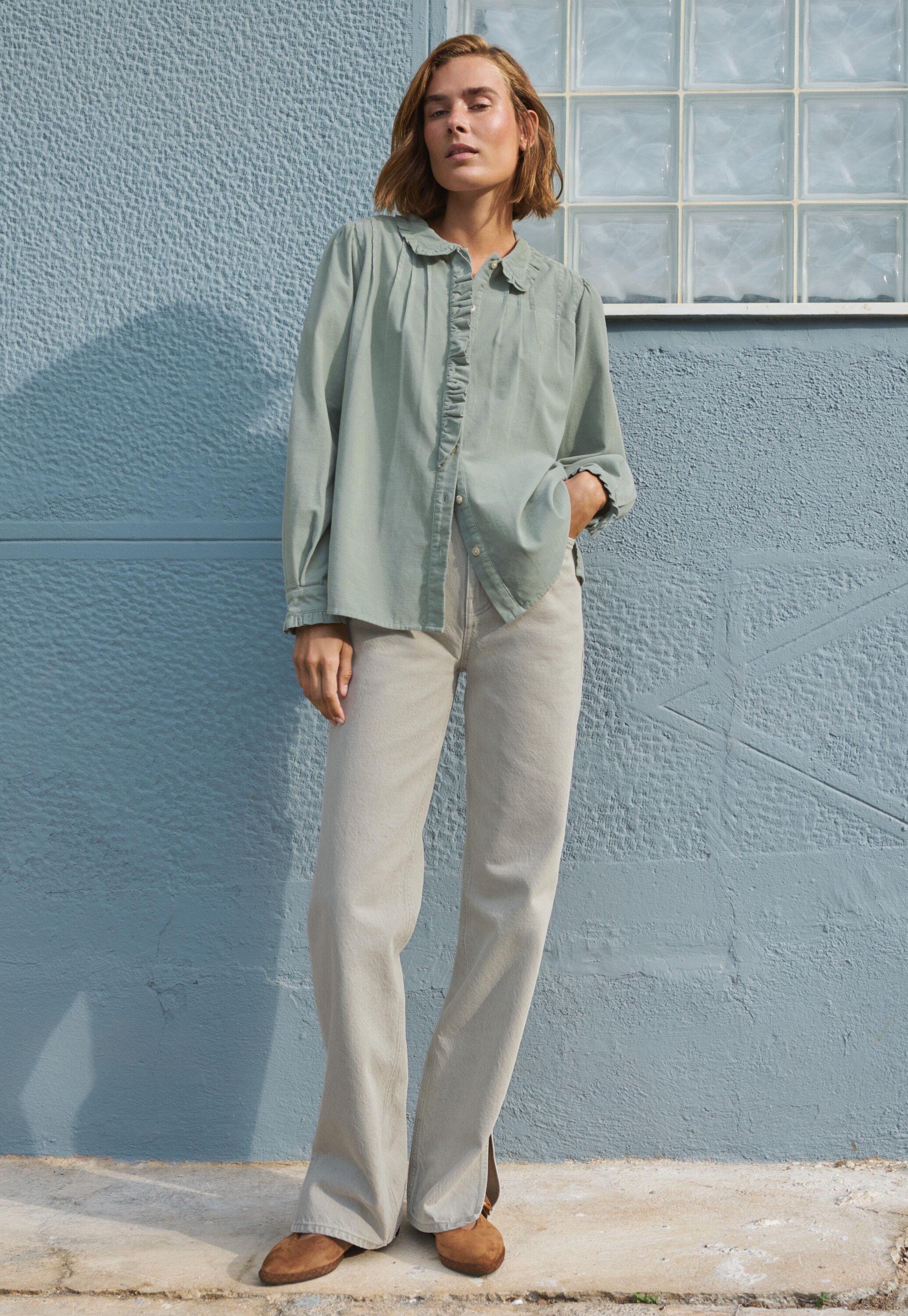 Cord pleated blouse