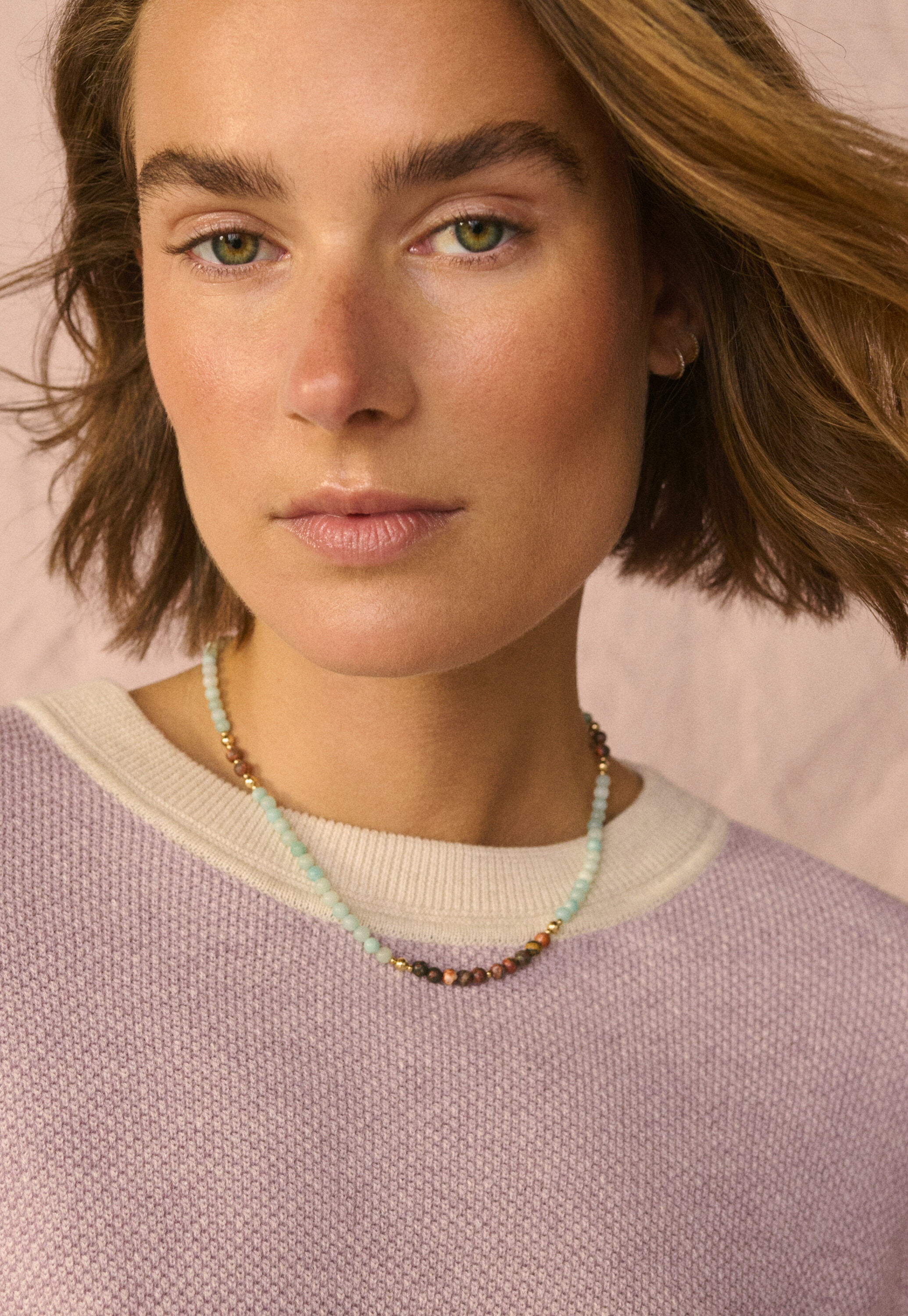 Rhondite & amazonite beaded necklace