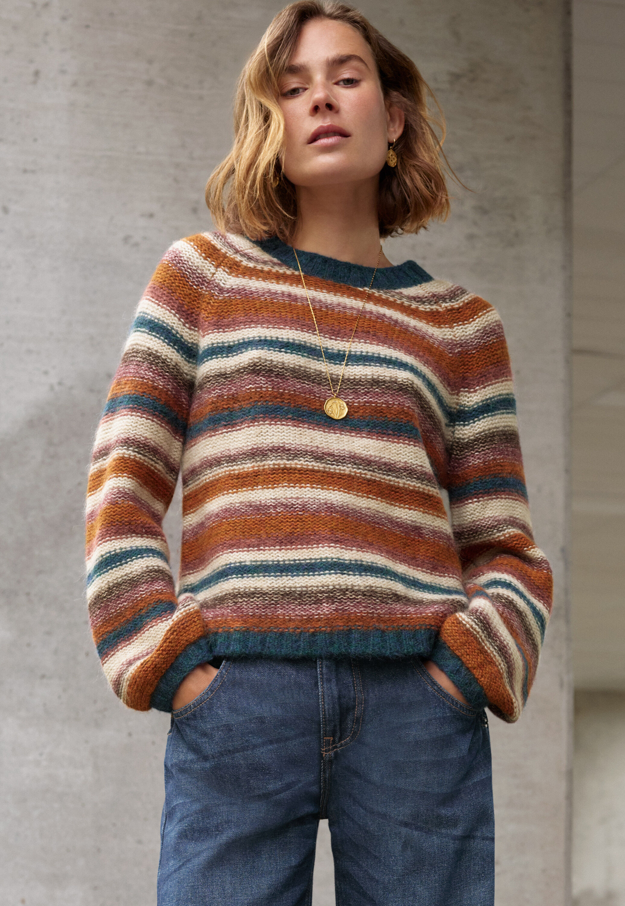 Reverse-striped sweater