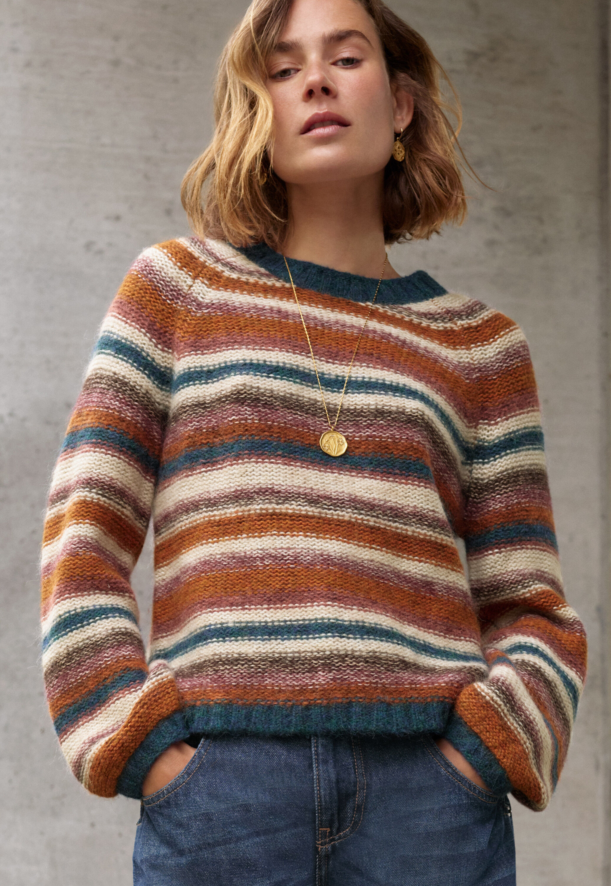 Reverse-striped sweater