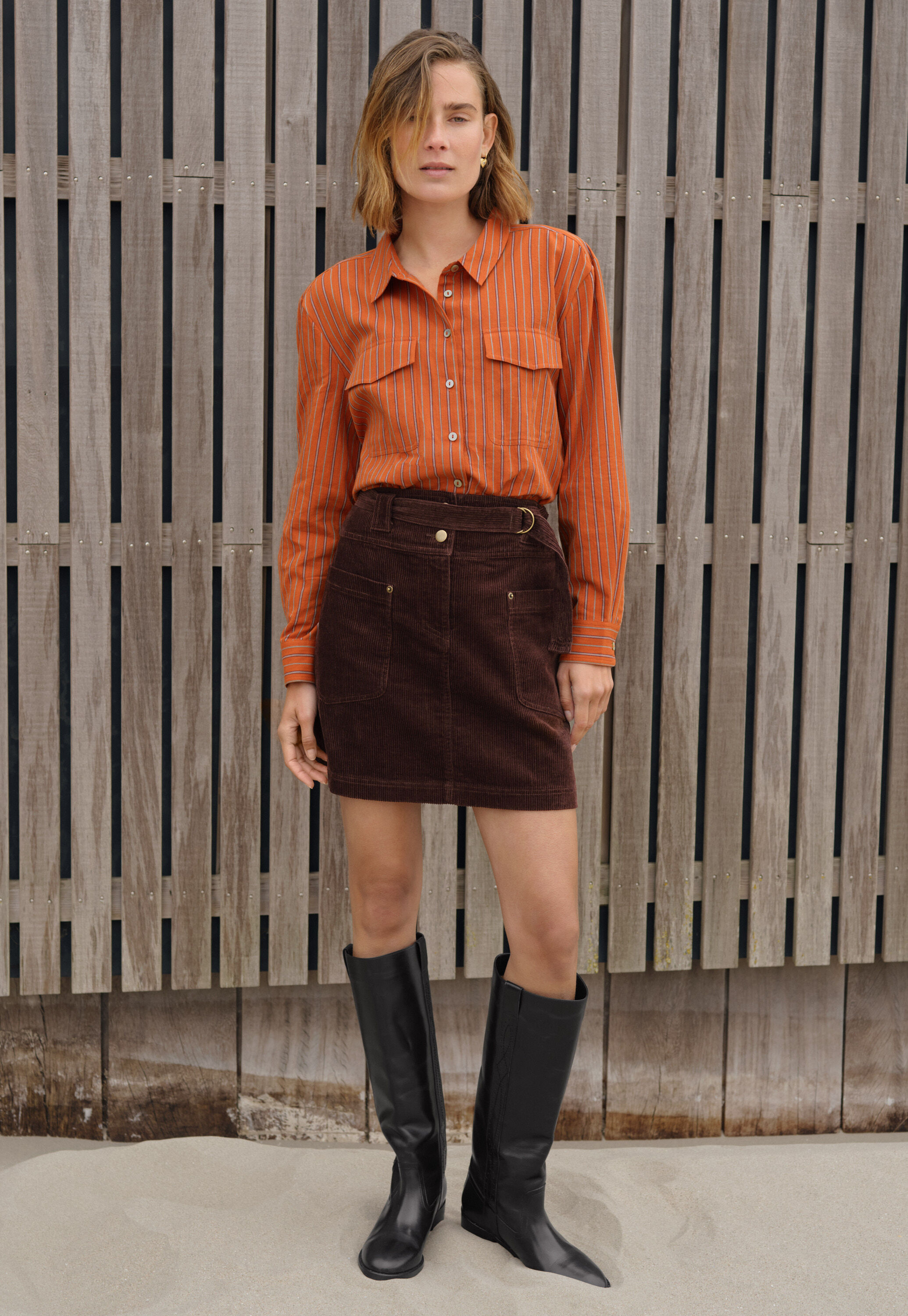 Striped blouse, Burnt orange, large