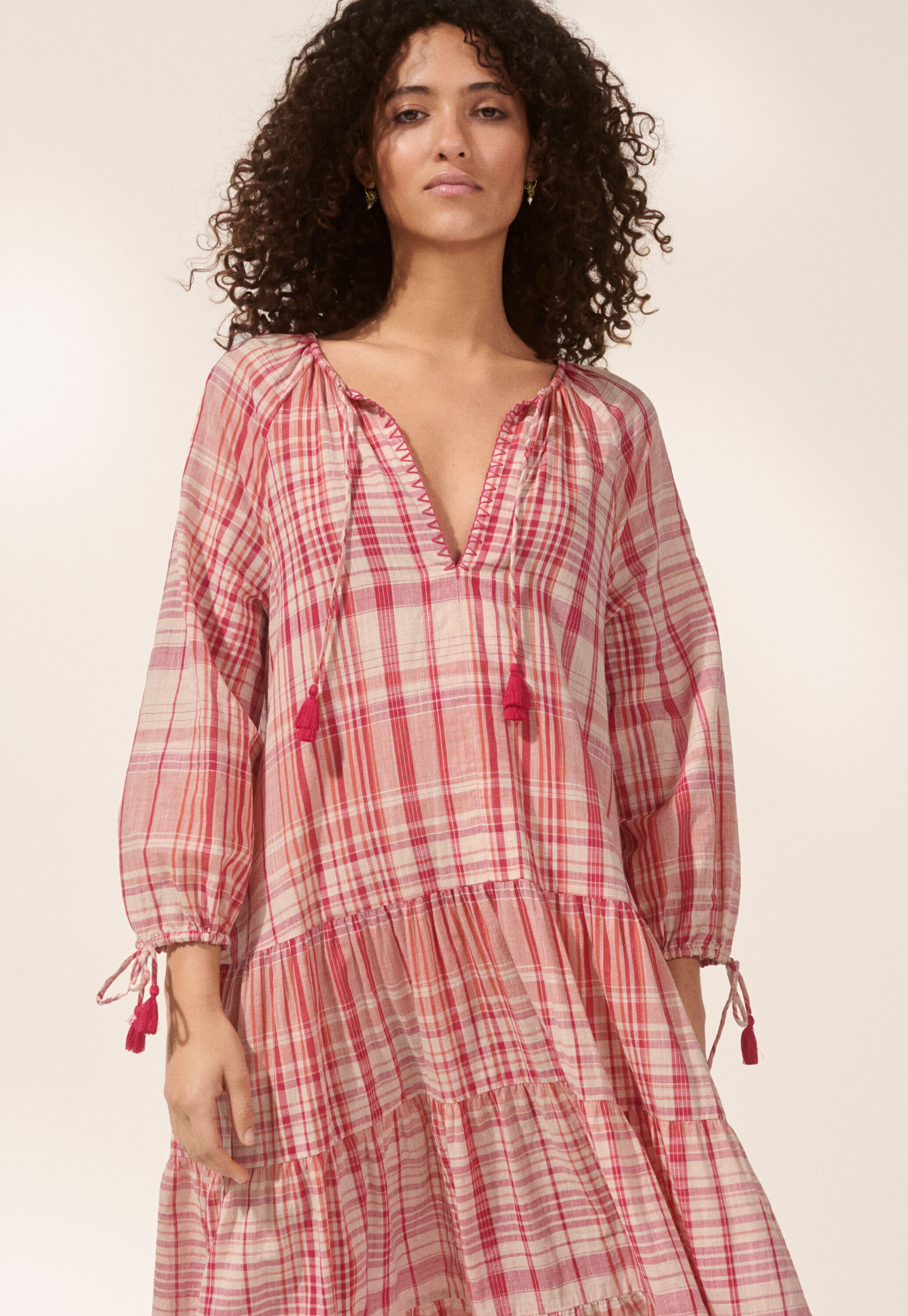 Checked maxi-dress