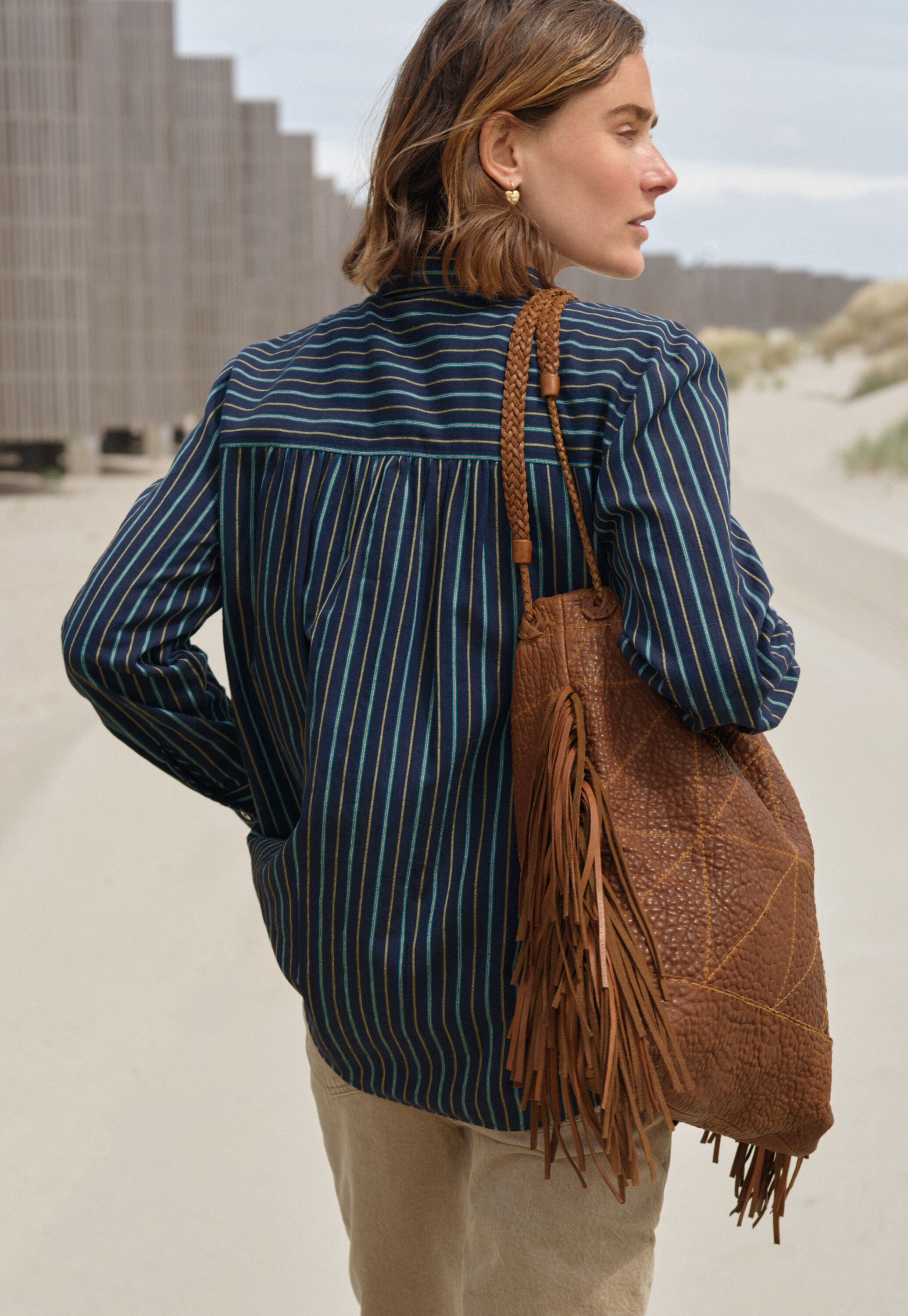 Striped blouse, Indigo, large