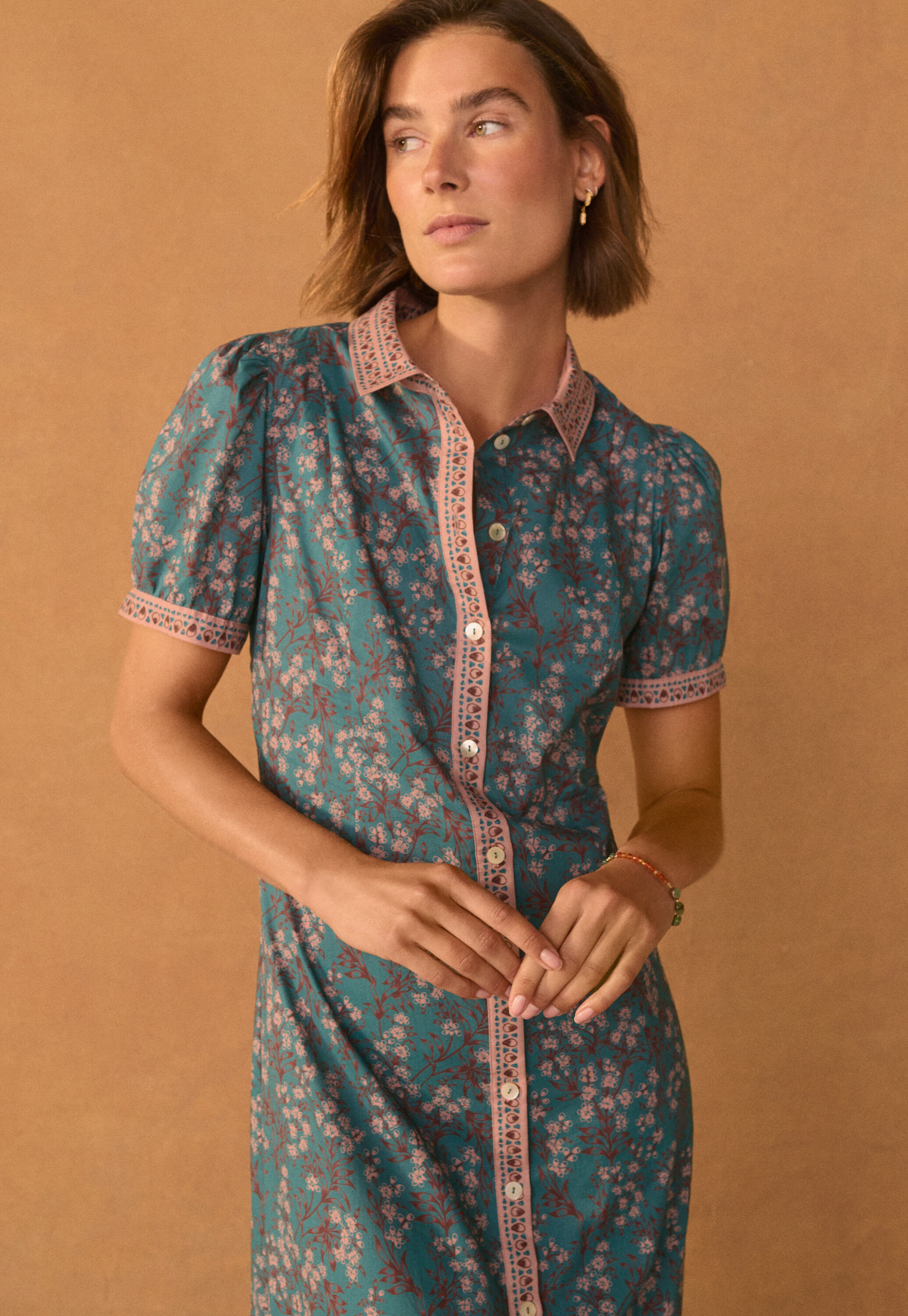 Printed button-through dress