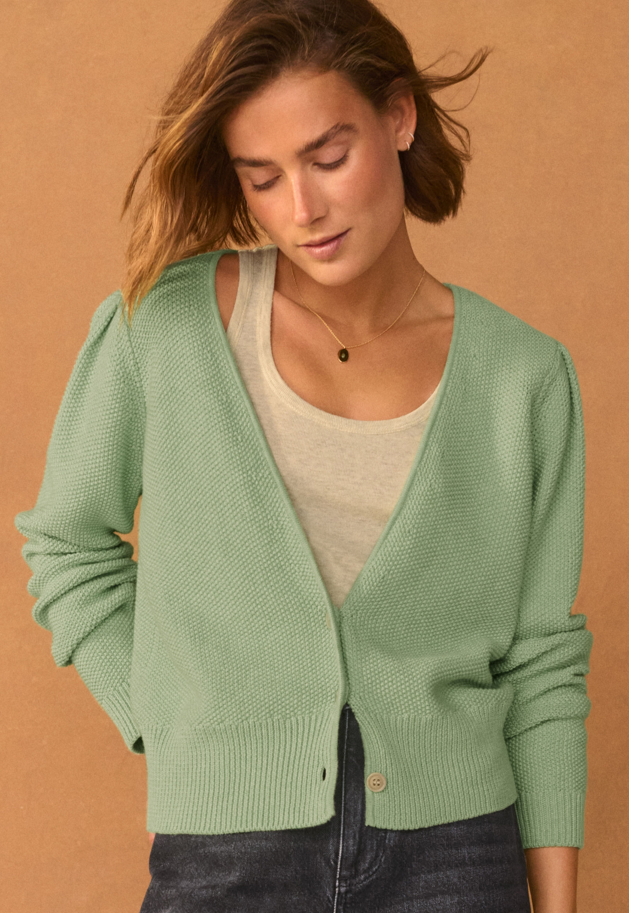 Moss-stitch cardigan