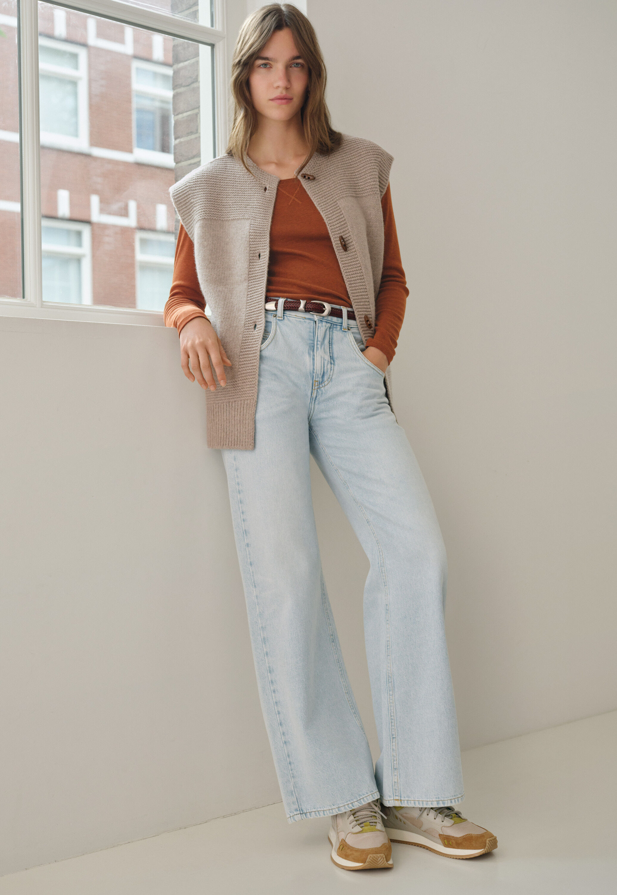 Scoop-neck top, Burnt rust, large