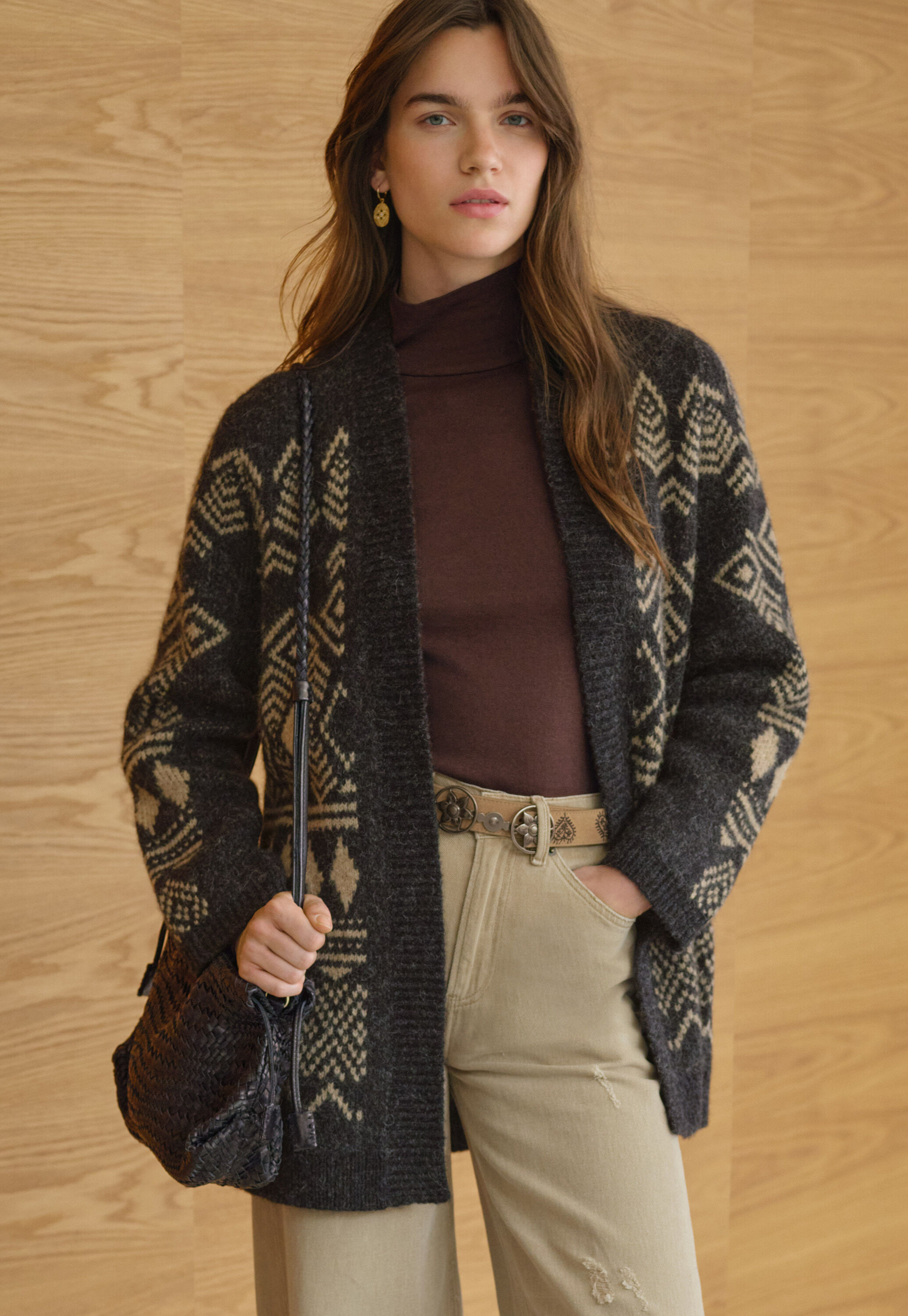 Lace-stitch sweater