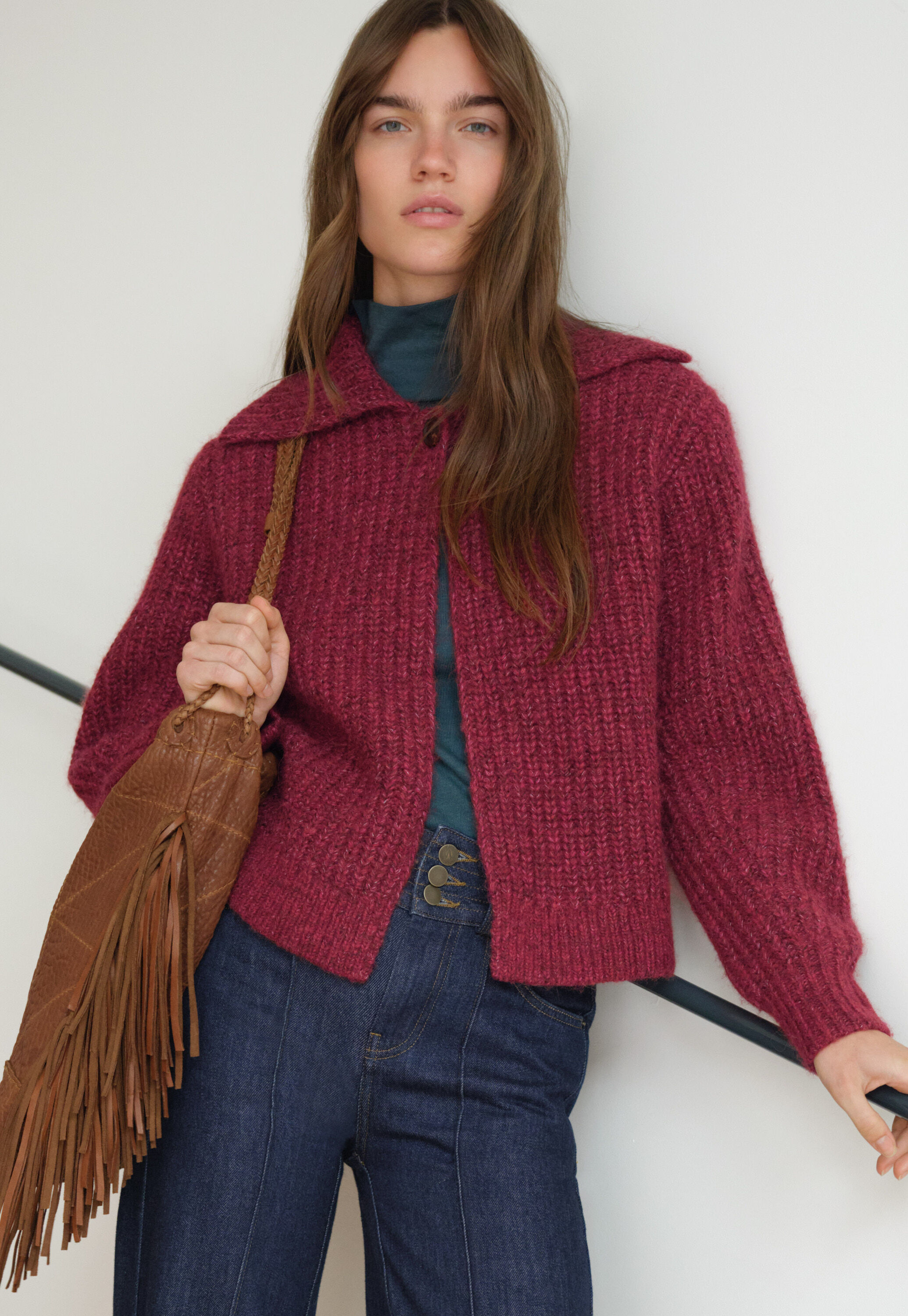 Lace-stitch sweater