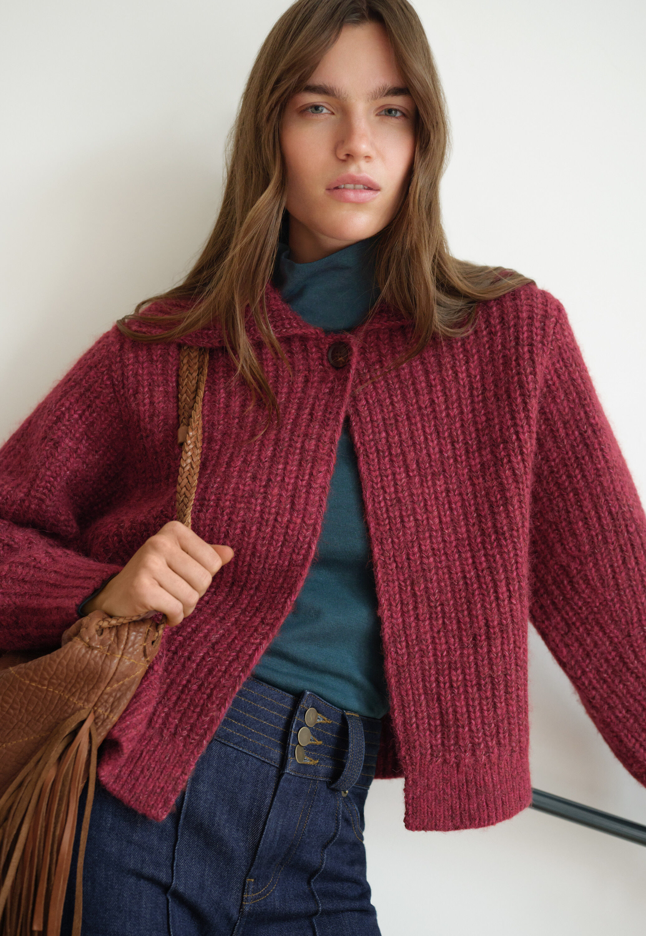 Rib-stitch cardigan