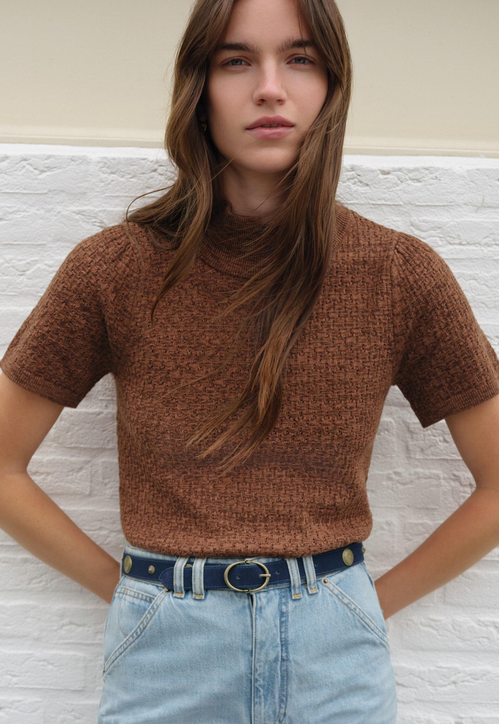 Waffle-stitch cardigan