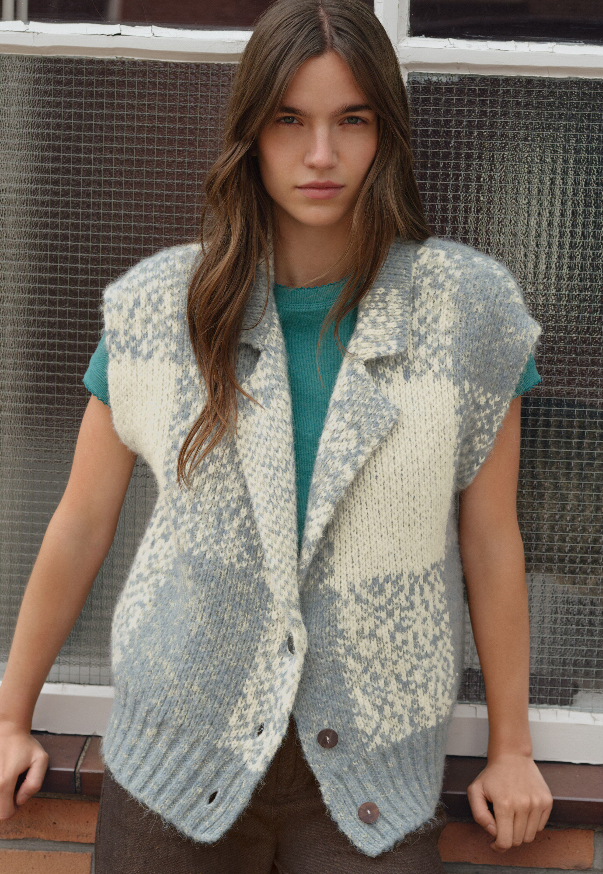 Lace-stitch sweater