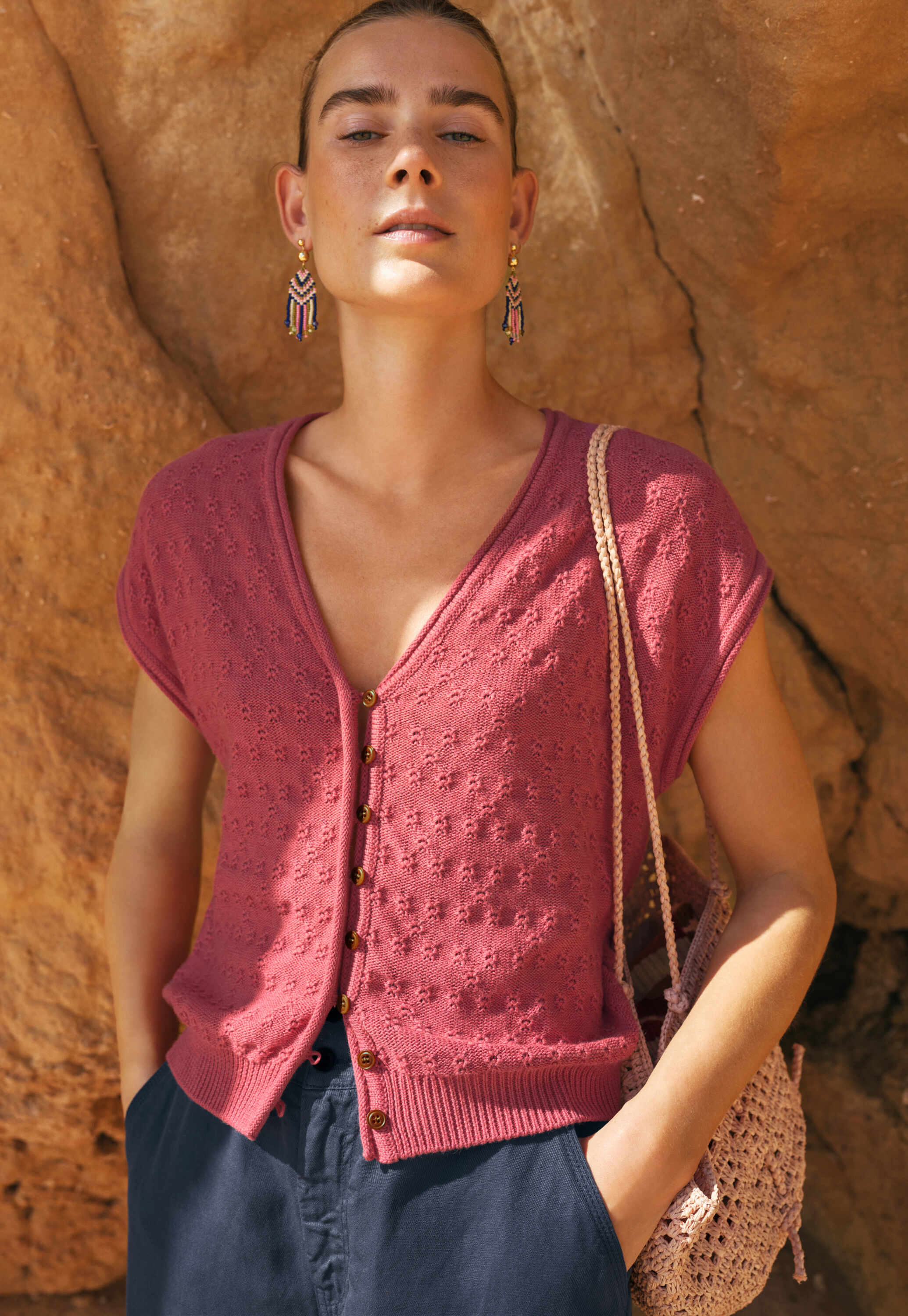 Lace-stitch sweater