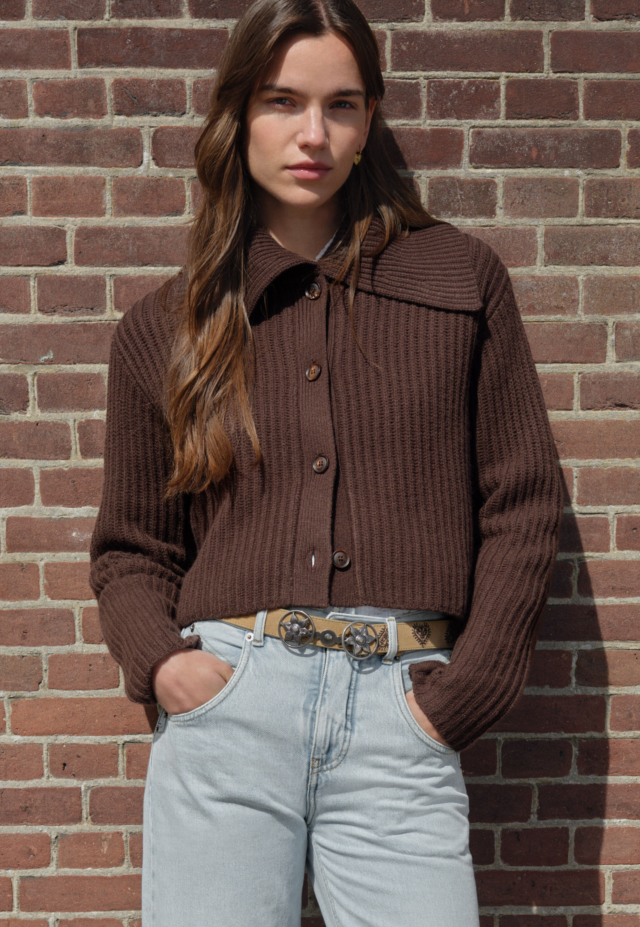 Lace-stitch sweater
