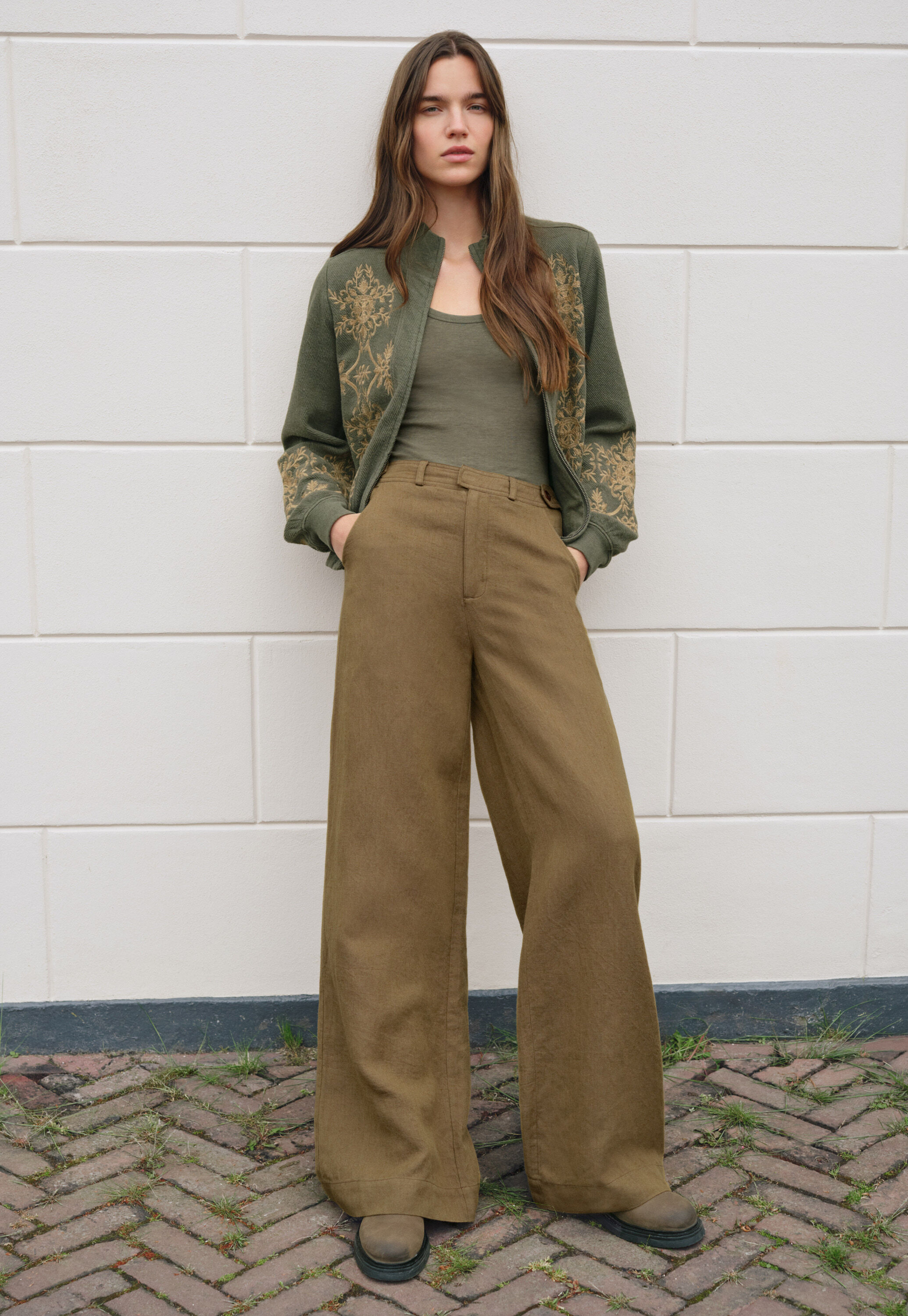 Embroidered jersey jacket