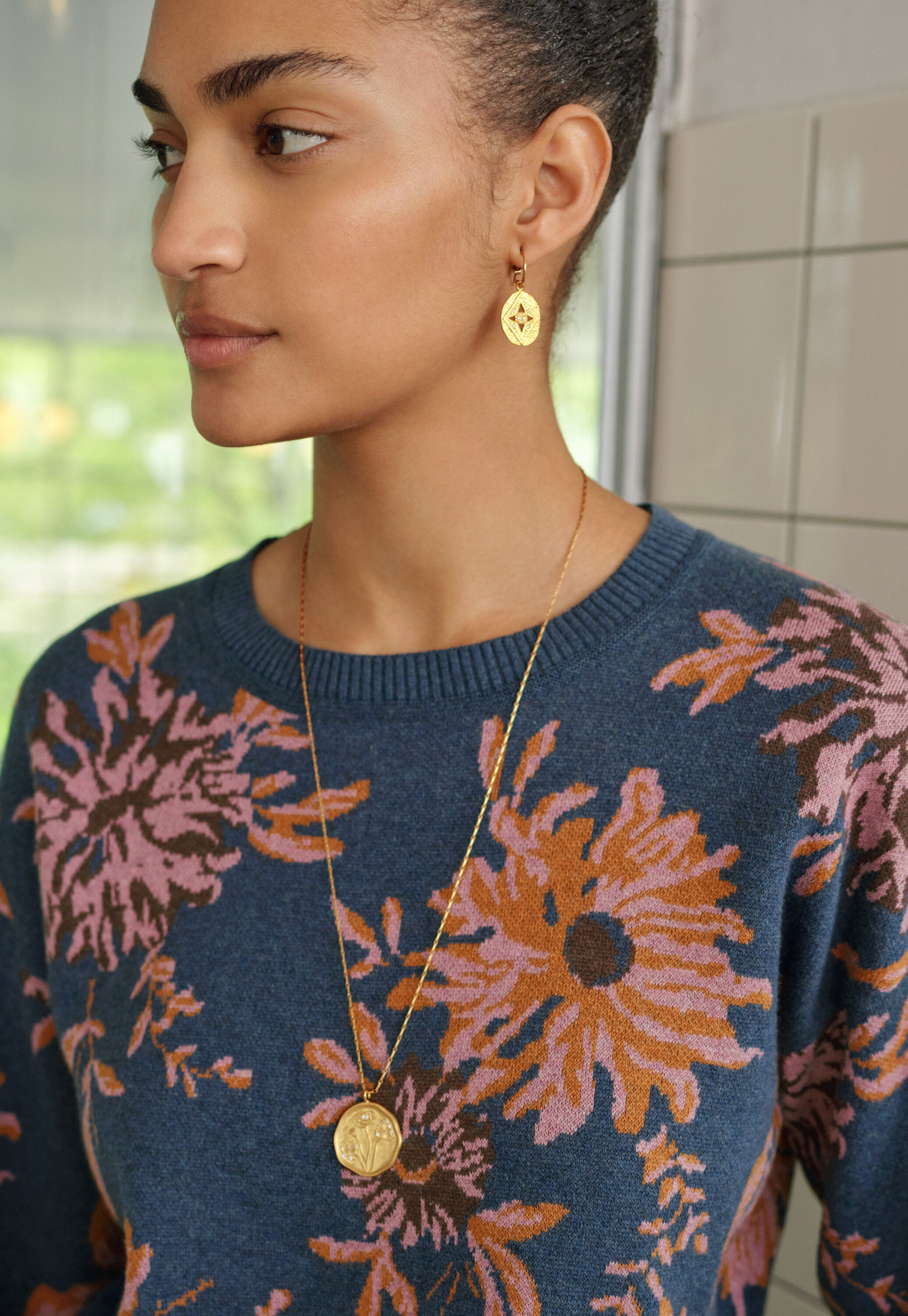 Lace-stitch sweater