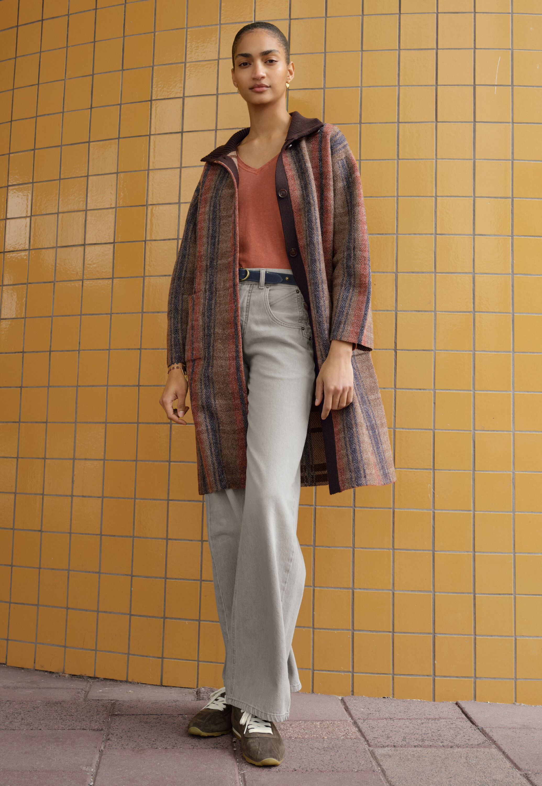 Reverse-striped sweater