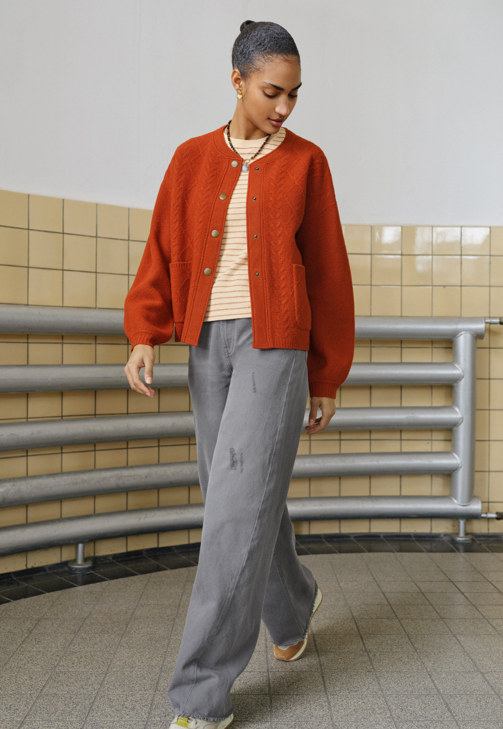 Reverse-striped sweater