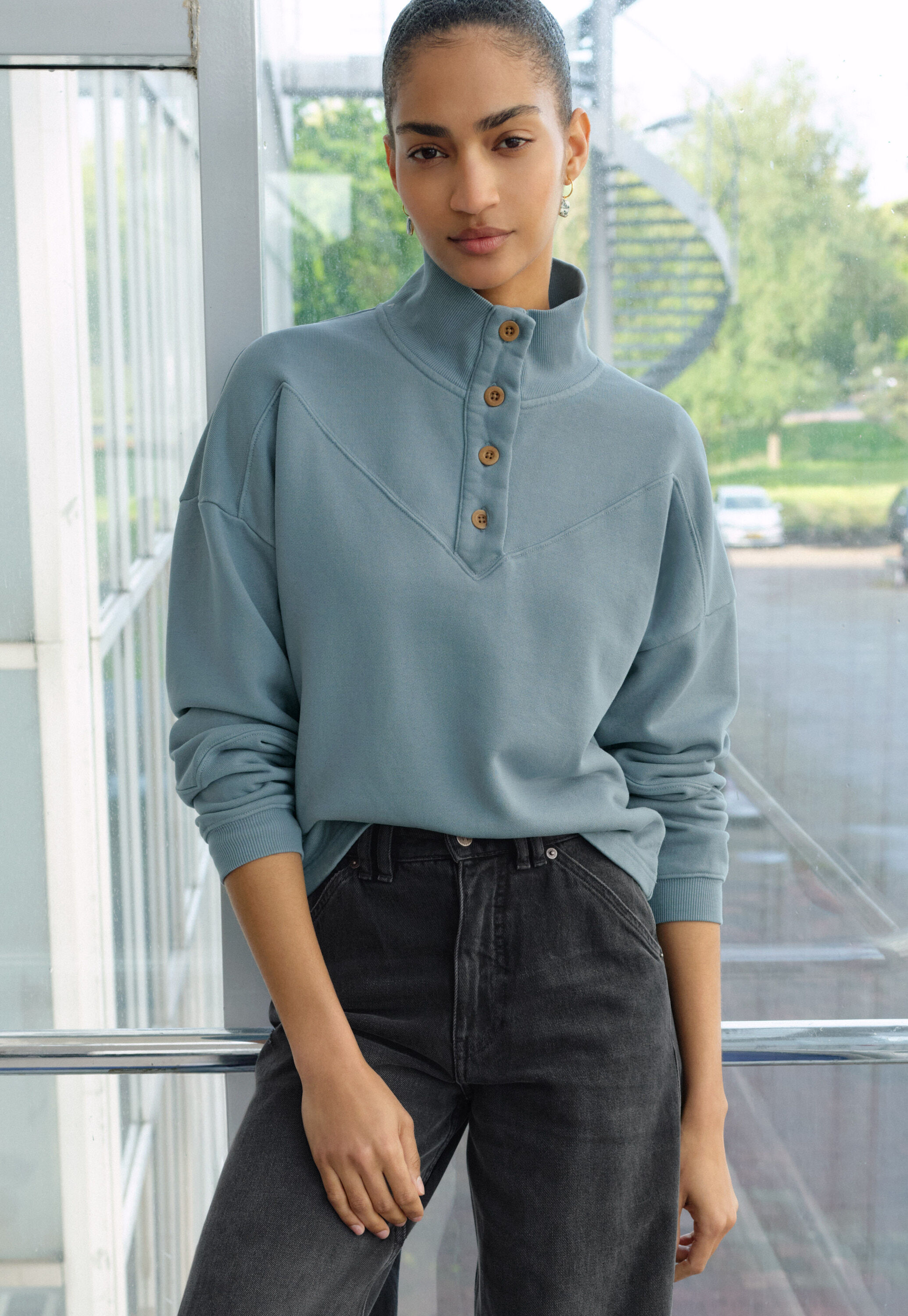 Reverse-striped sweater