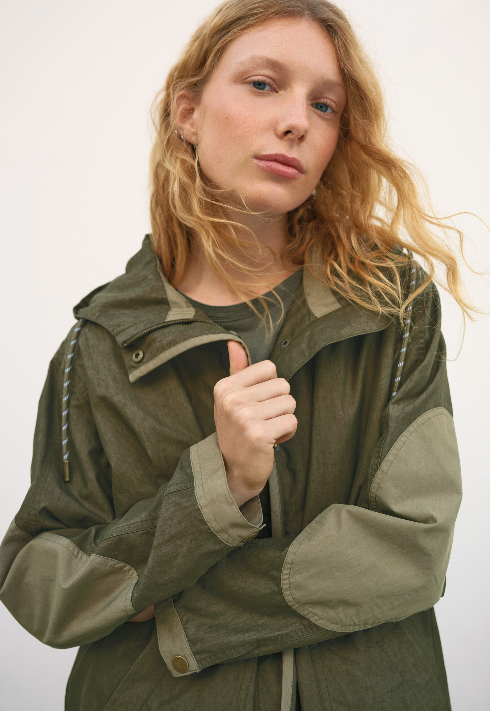 Panelled rain parka