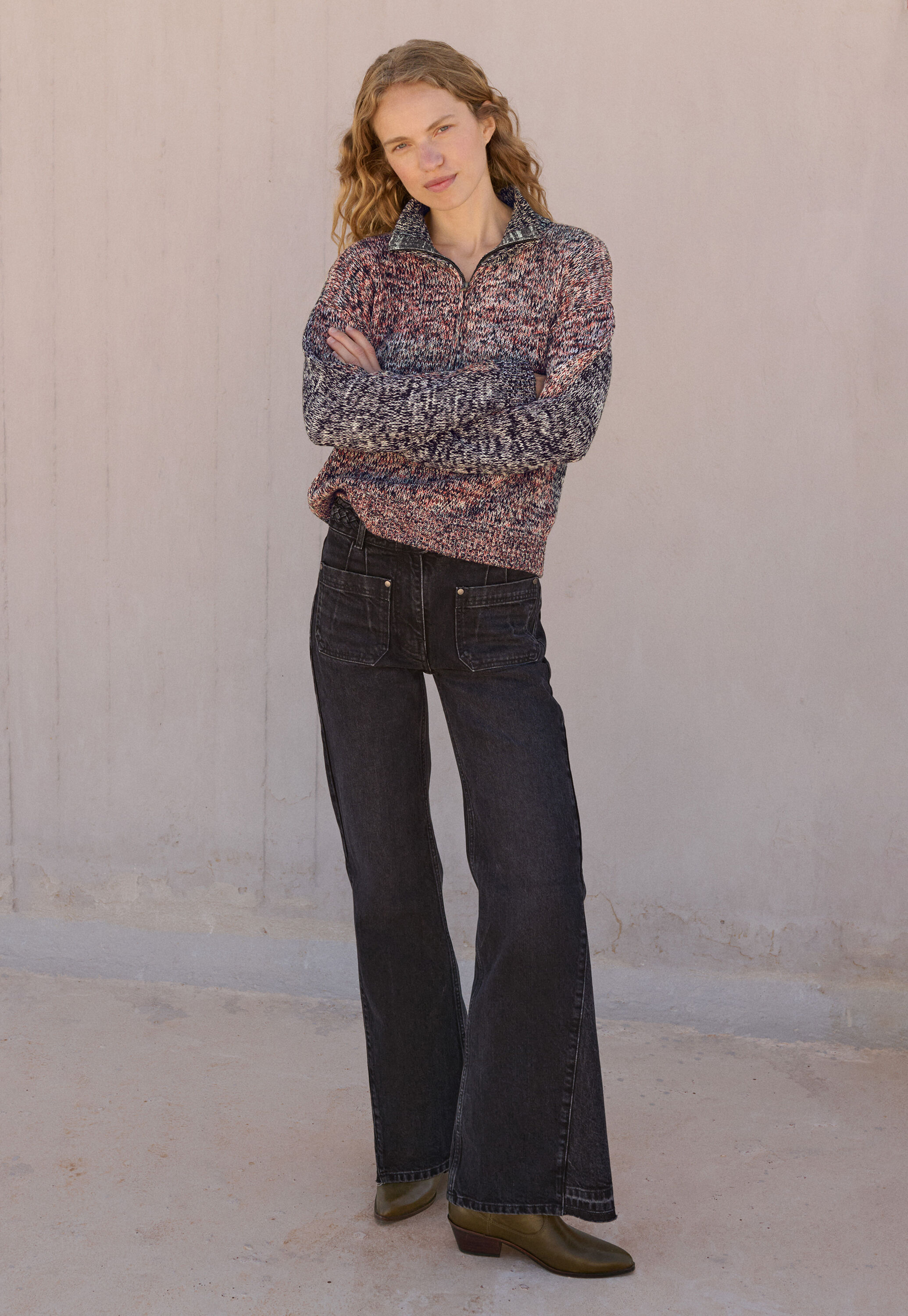 Zip-front sweater