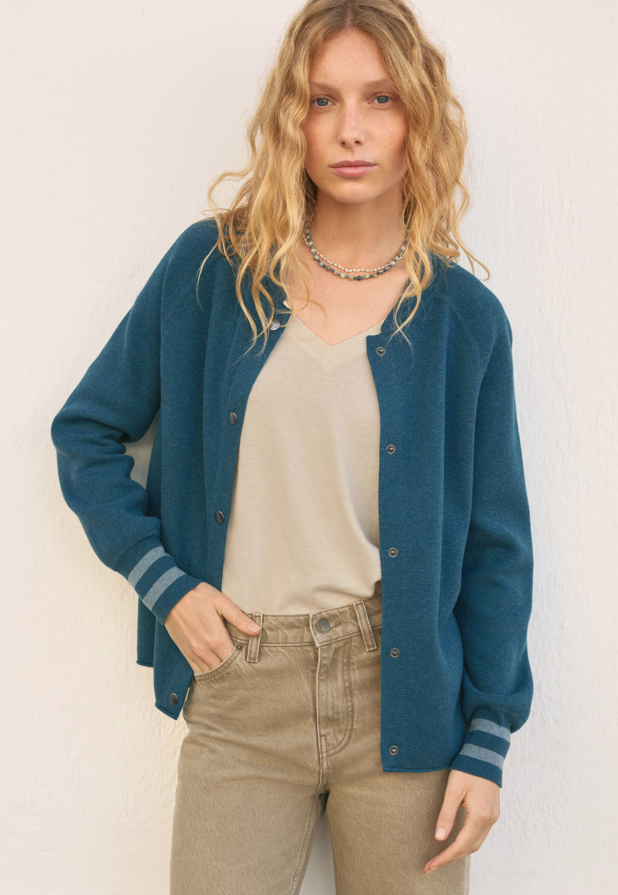 Lace-stitch sweater