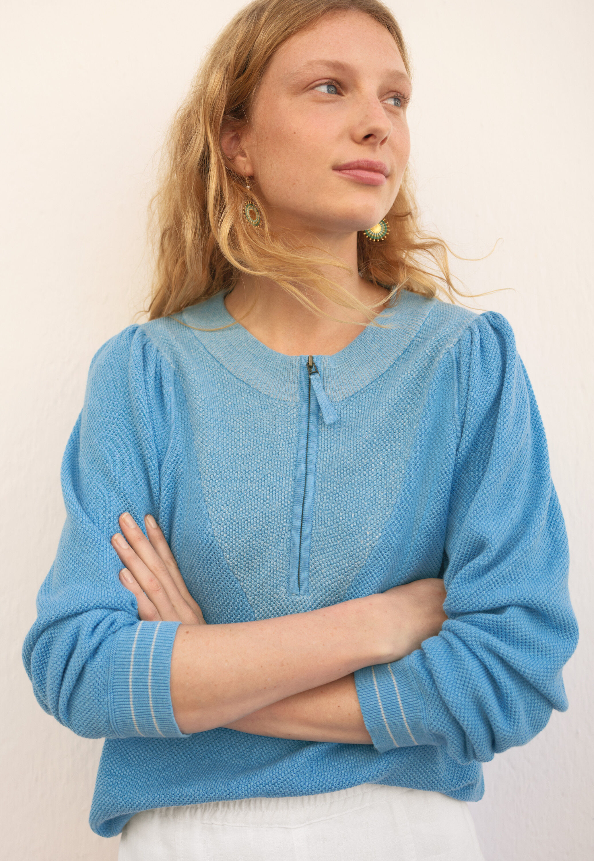 Lace-stitch sweater