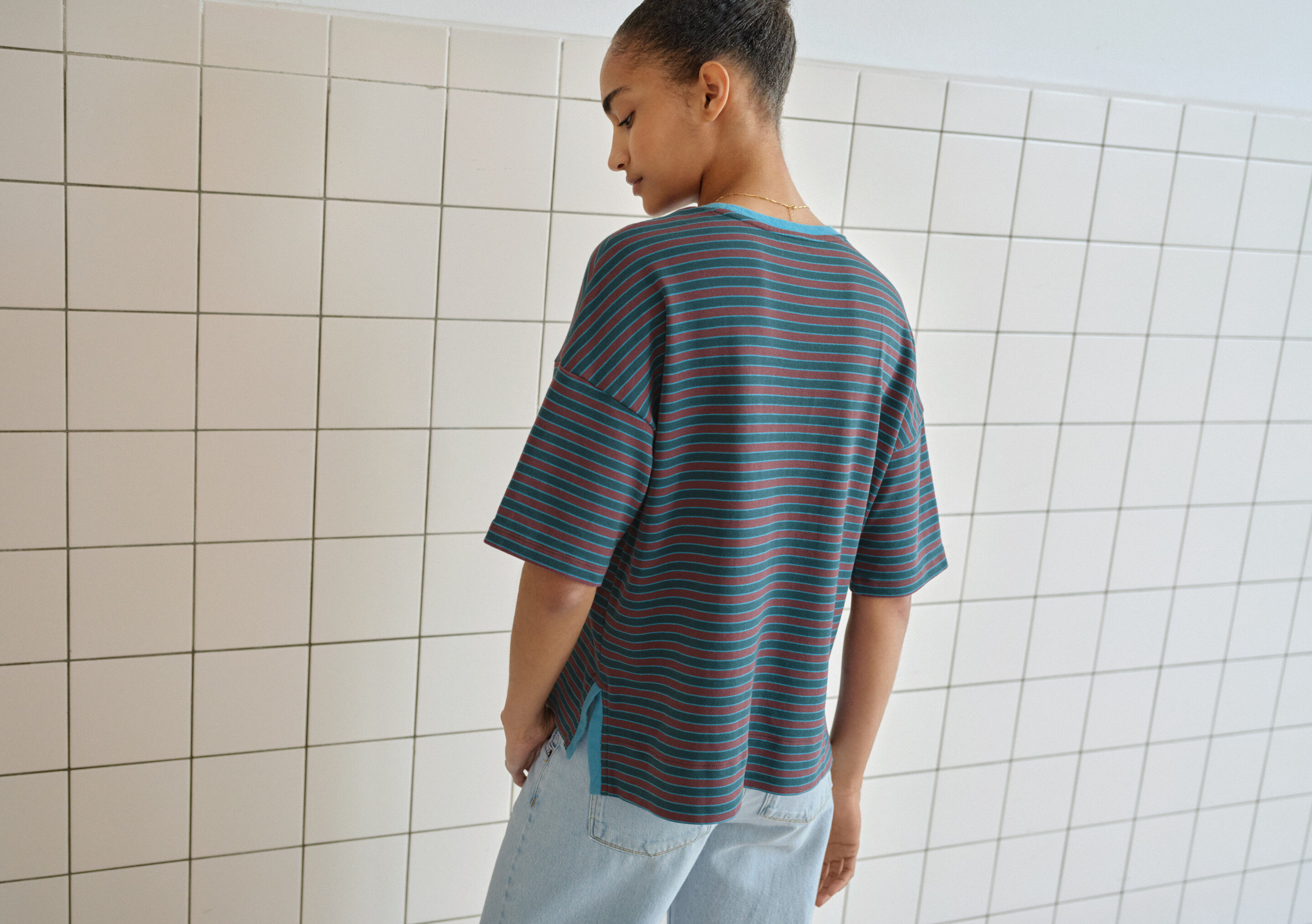 Reverse-striped sweater