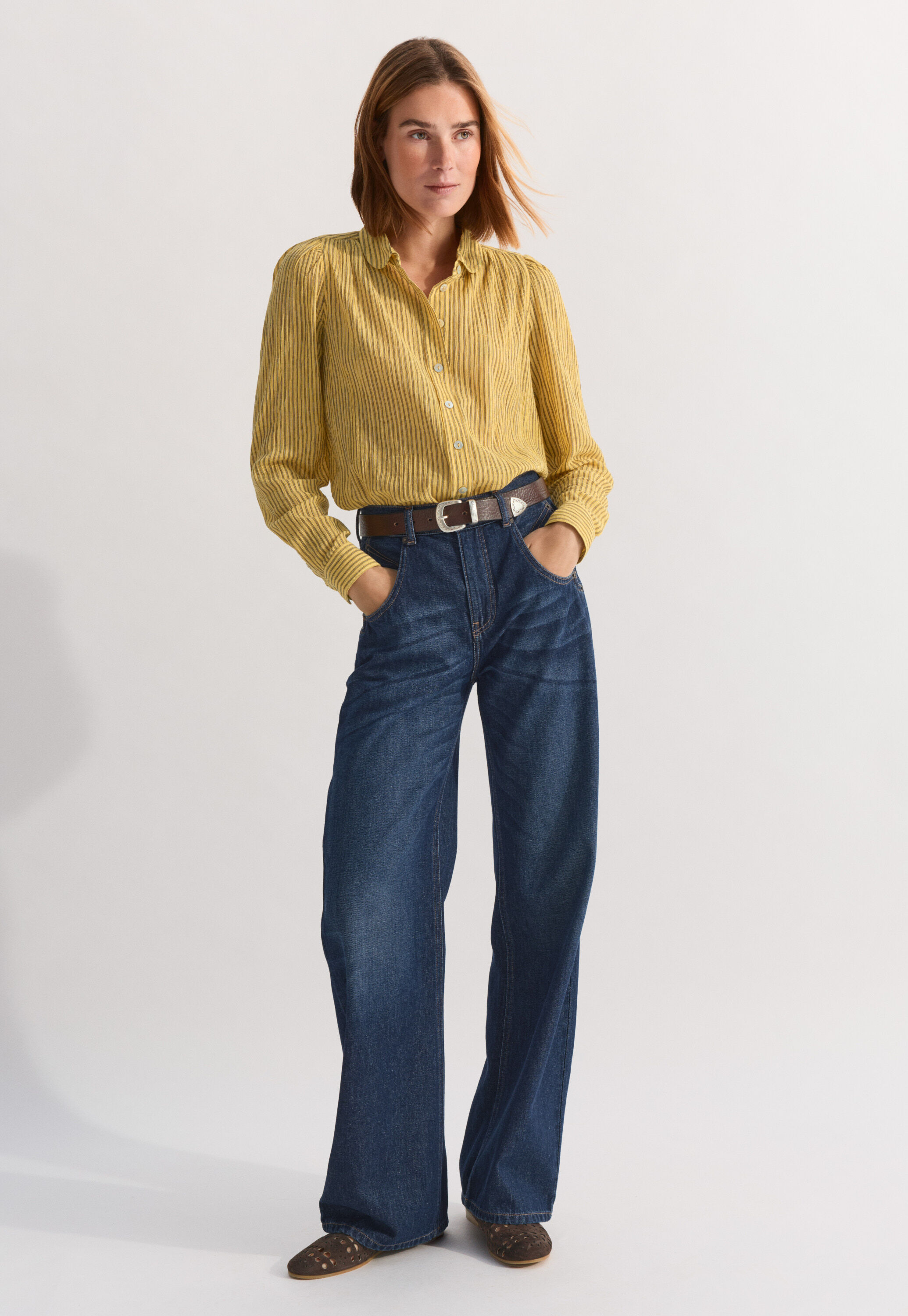 Crinkle striped blouse